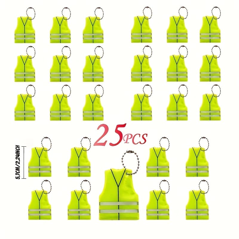 TEMU 25pcs Reflective Keychains Pvc Vest Shape Night Keychains Backpack Pendants Outdoor Night Riding Pendants Fashion Accessories