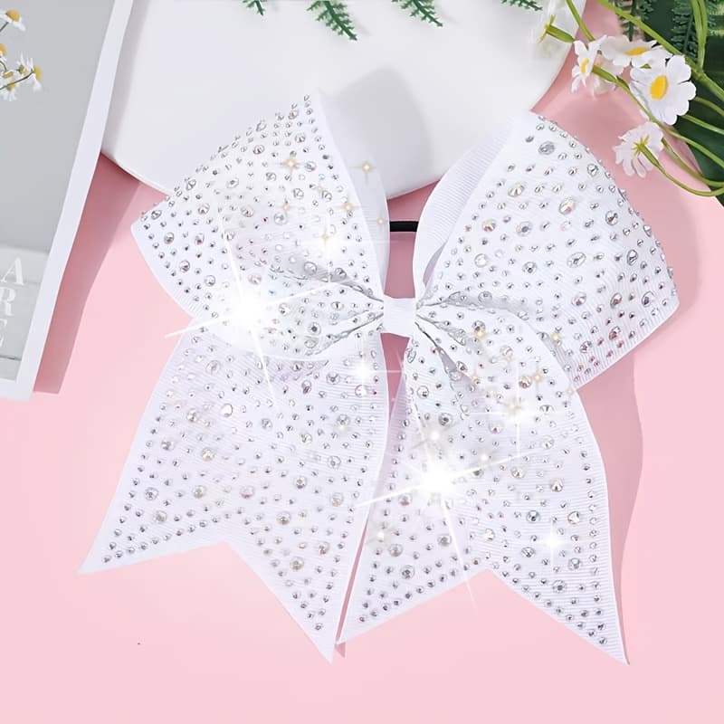 TEMU 7-inch Cheer Bow Hair Tie, High-quality Tuxedo With Bow For School Sports, Holiday Parties, And Daily Wear, Cheer Bow, Cheer Bow Hair Accessory
