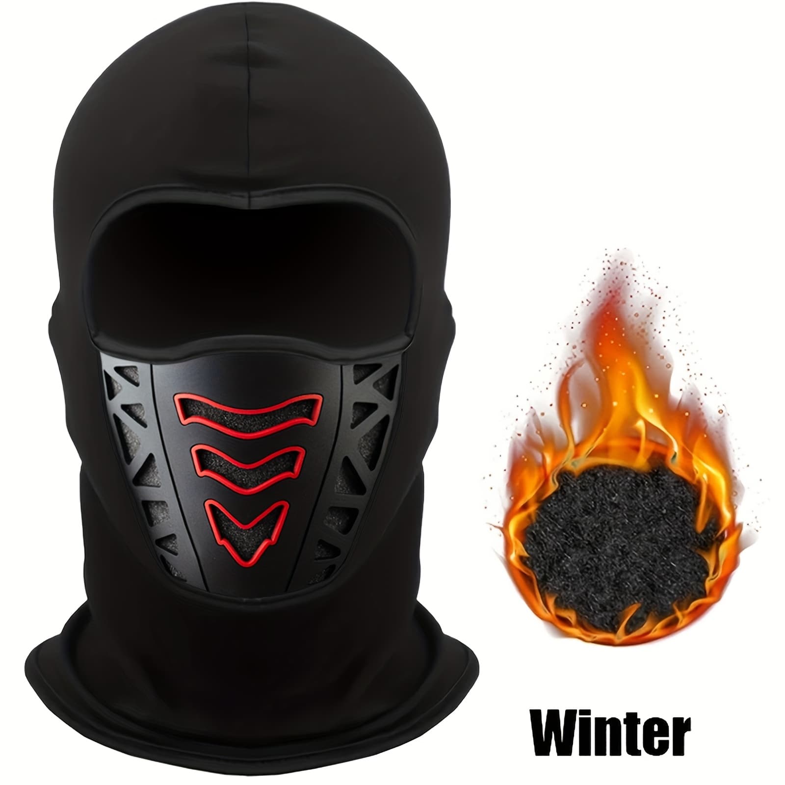 TEMU Motorcycle Full Face Mask With Neck Cover - Windproof & Winter Thermal Visor, Vents, Cold Weather For Men - Snug- Mask (no Glasses/contact Compatible)