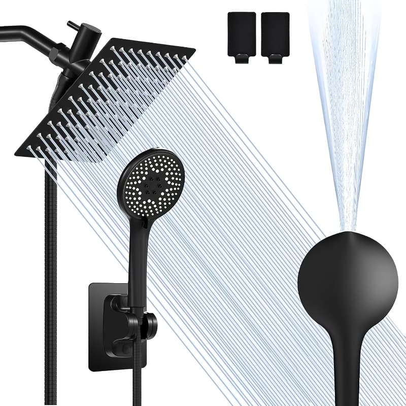 TEMU High Pressure Shower Head With Handheld Spray - Shower System & , Built-in , 71” Stainless Steel Hose, Wall-mounted Head Suitable For Bath/shower, Contemporary For Spa Upgrade