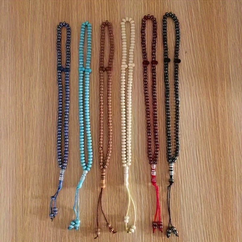 TEMU 6-pack 99pcs 8mm Classic Acrylic Beads Arabic Middle Eastern Directional Bracelet Multi-piece Set Slight Color Per Batch