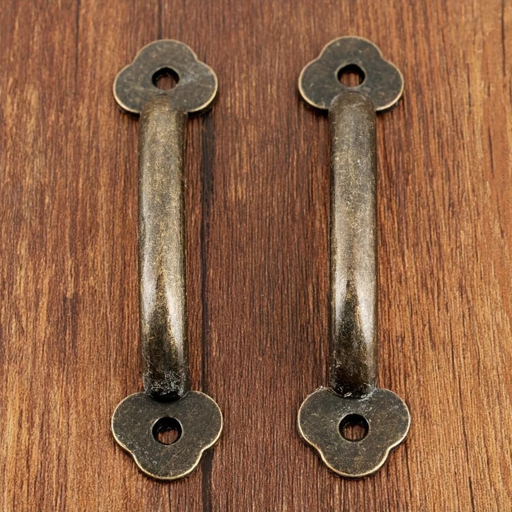TEMU 2pcs Bronze Cabinet Pull Handles - Alloy Door Hardware With , Vintage End For Kitchen Cabinets, Garden Shed Doors, And More