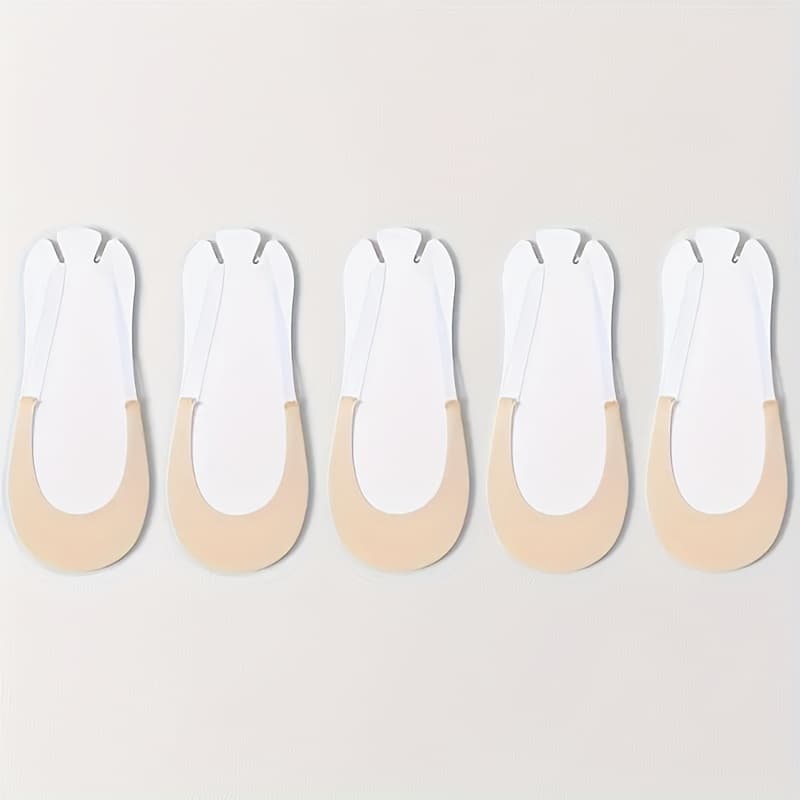 TEMU 10pcs/5 Pairs Summer Thin Fabric Low-cut Invisible No-show Thong Socks, Anti-slip, Non-slip Heel, For High Heels