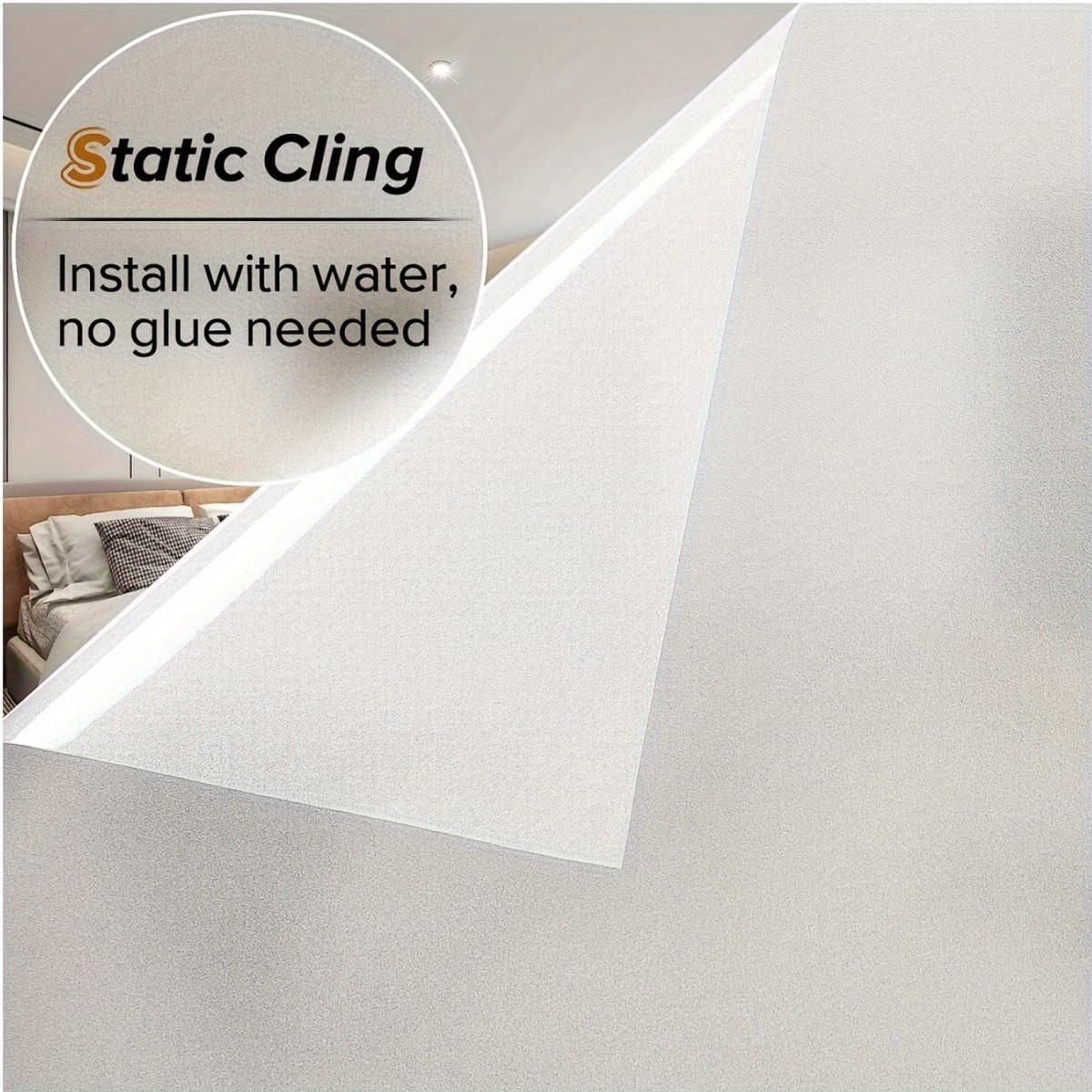 TEMU 1 Roll Frosted Glass Film Pure Sticker Electrostatic Adsorption Privacy Film Thickened 24 Strands Electrostatic Pvc