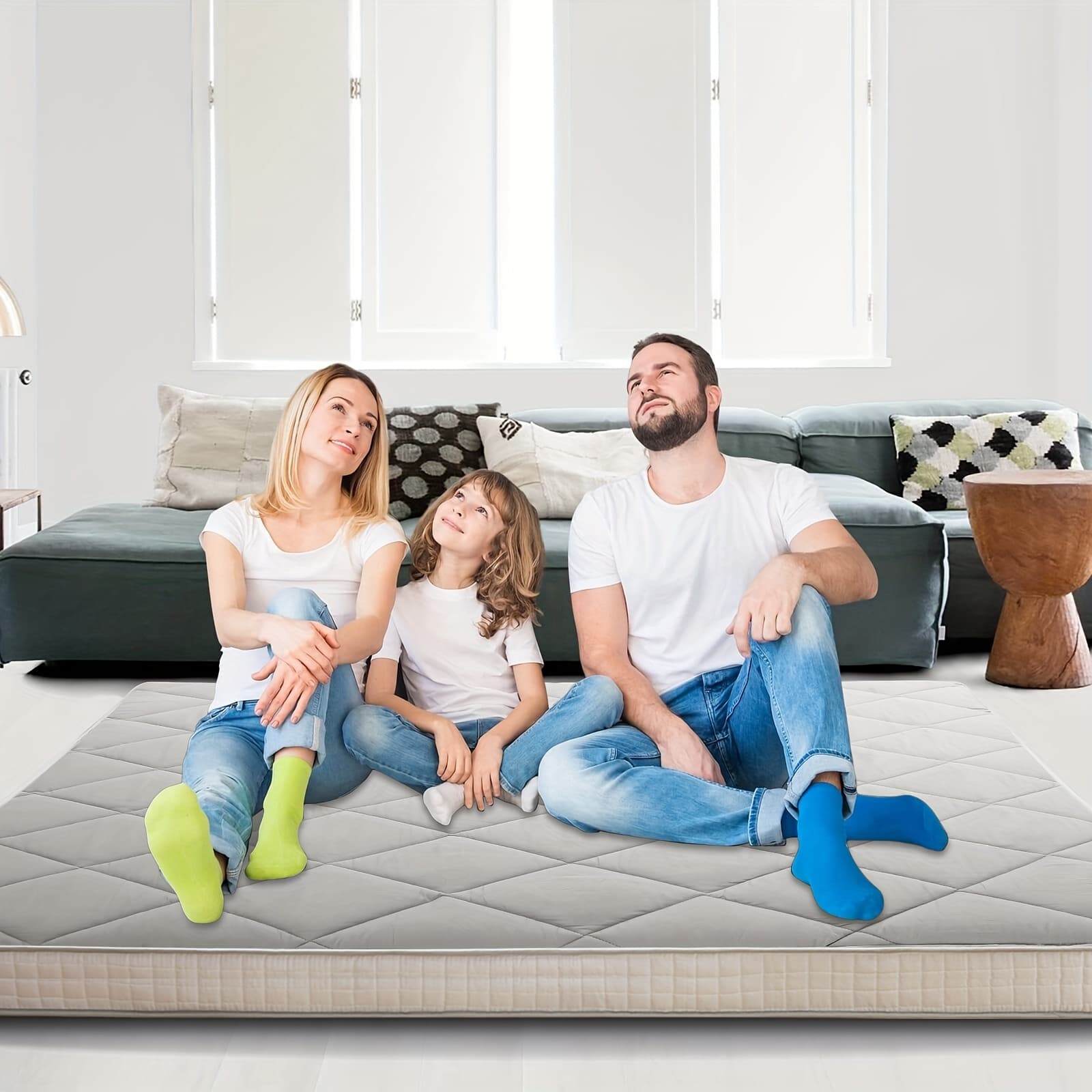 TEMU Lilypelle 80-inch Long X 39-inch Wide Floor Mattress, 4-inch Extra Thick Futon Mattress, Foldable Roll-up Sleeping Pad With Straps And Storage Bag, Twin Size, Gray