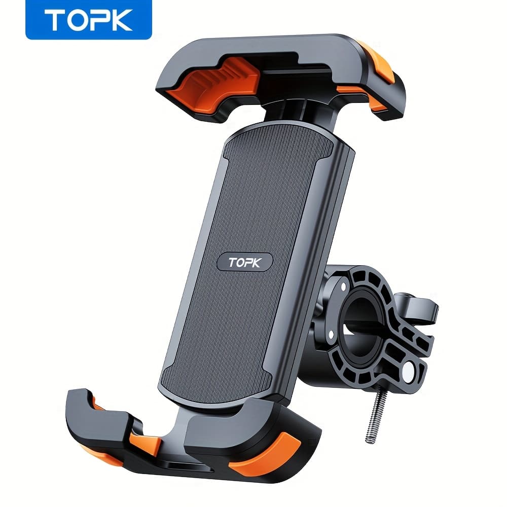 TEMU Topk Bicycle Phone Mount Universal Motorcycle Phone Holder For Road Bike Mtb Scooter With 360 Rotation For 4.7-7.2in Smartphone