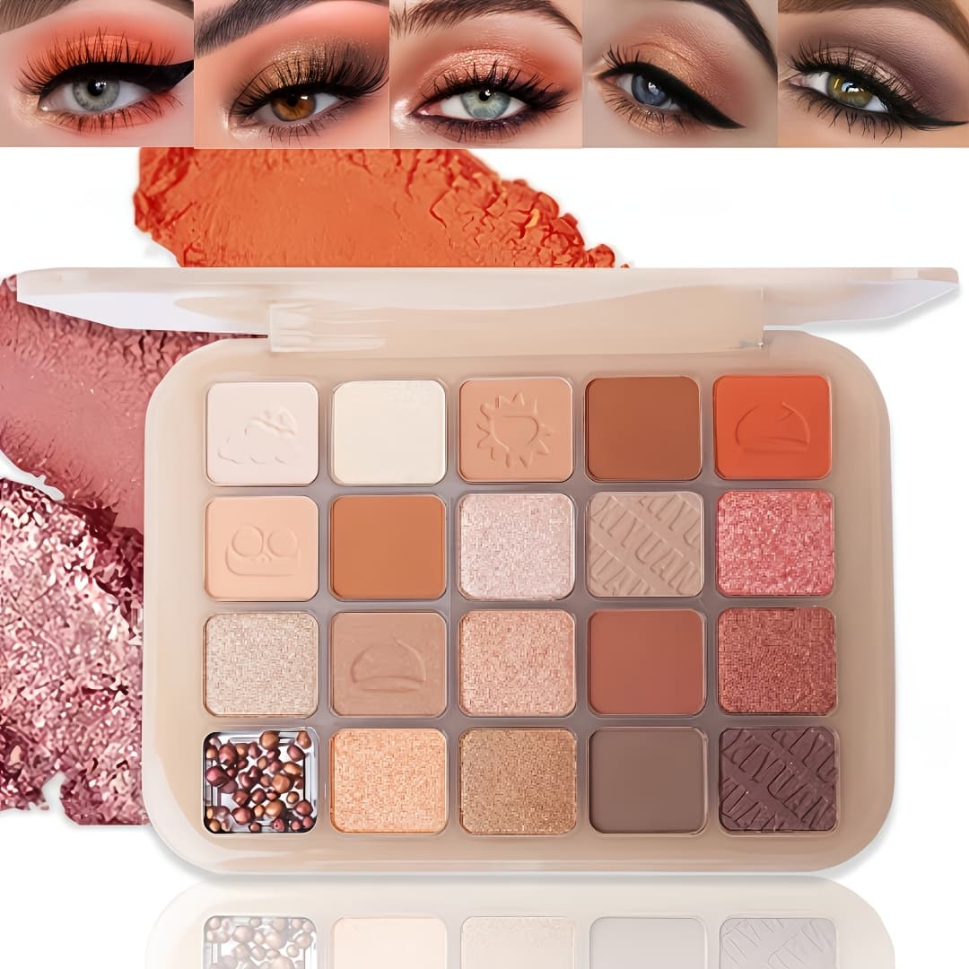 TEMU 20-color Chestnut Eyeshadow Palette - Matte Shimmer Glitter Sparkle , Tones, Under-eye Brightening & Contouring, Long-lasting Daily & Halloween Makeup, Cheap Makeup For Women
