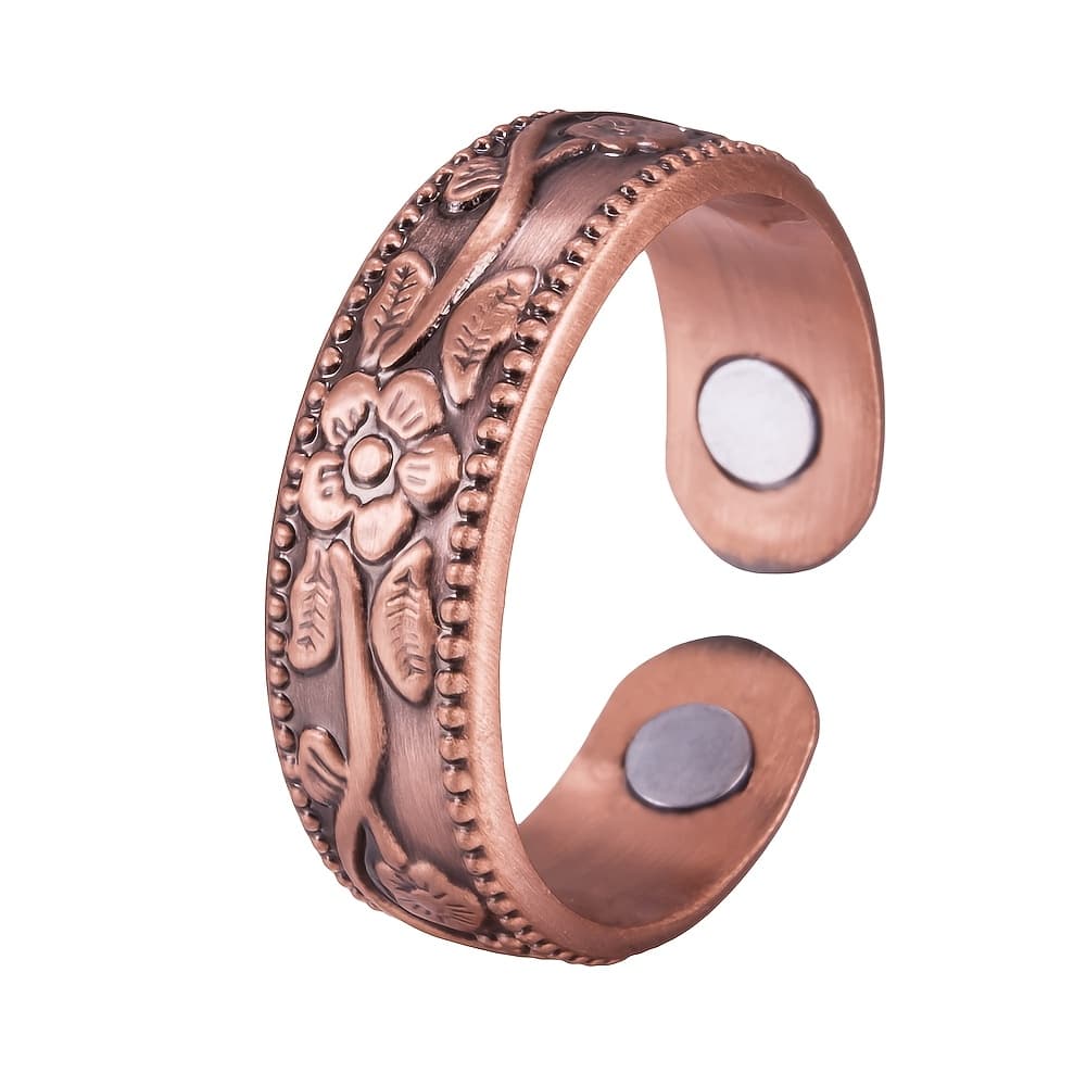 TEMU A Vintage Elegant Adjustable Copper Ring With A Carved - The Perfect Ring Accessory Gift For Women, Suitable For Everyday Wear And Special Occasions