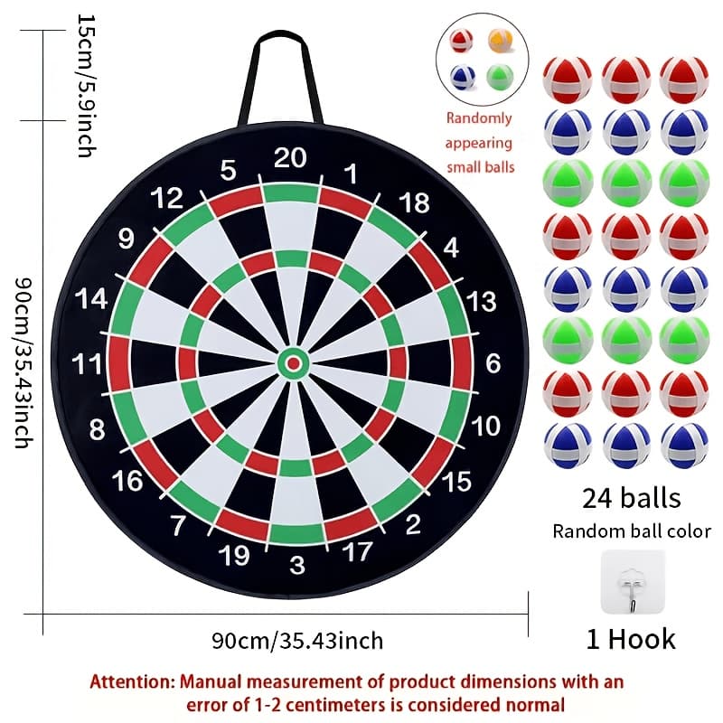 TEMU Super Sized Sticky Ball Dart Board Set, With Sticky Balls, Perfect For Friend , Party Games, School Multiplayer Games, Balance Training , The Color Of The Ball Is Random