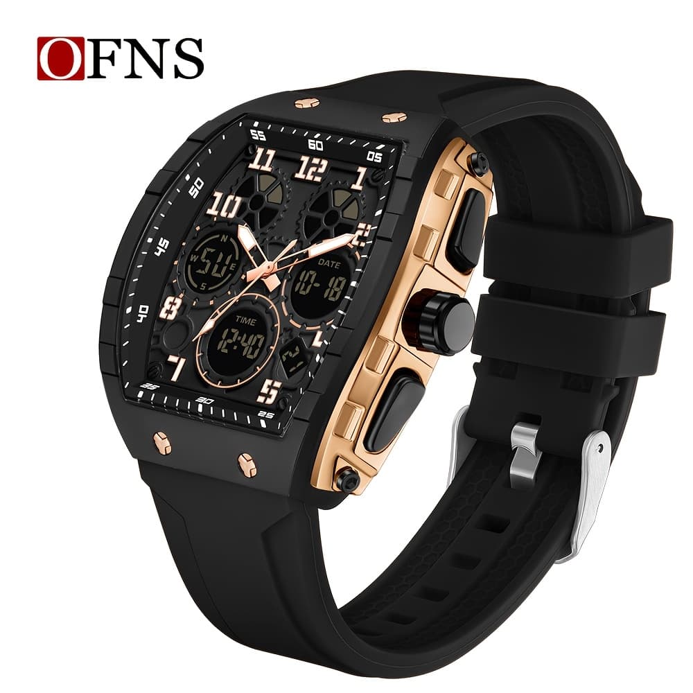 TEMU Ofns Men's Watch, Dual Screen Electronic Display Night Light Multifunctional Outdoor Alarm Clock, As A Holiday Gift For Men