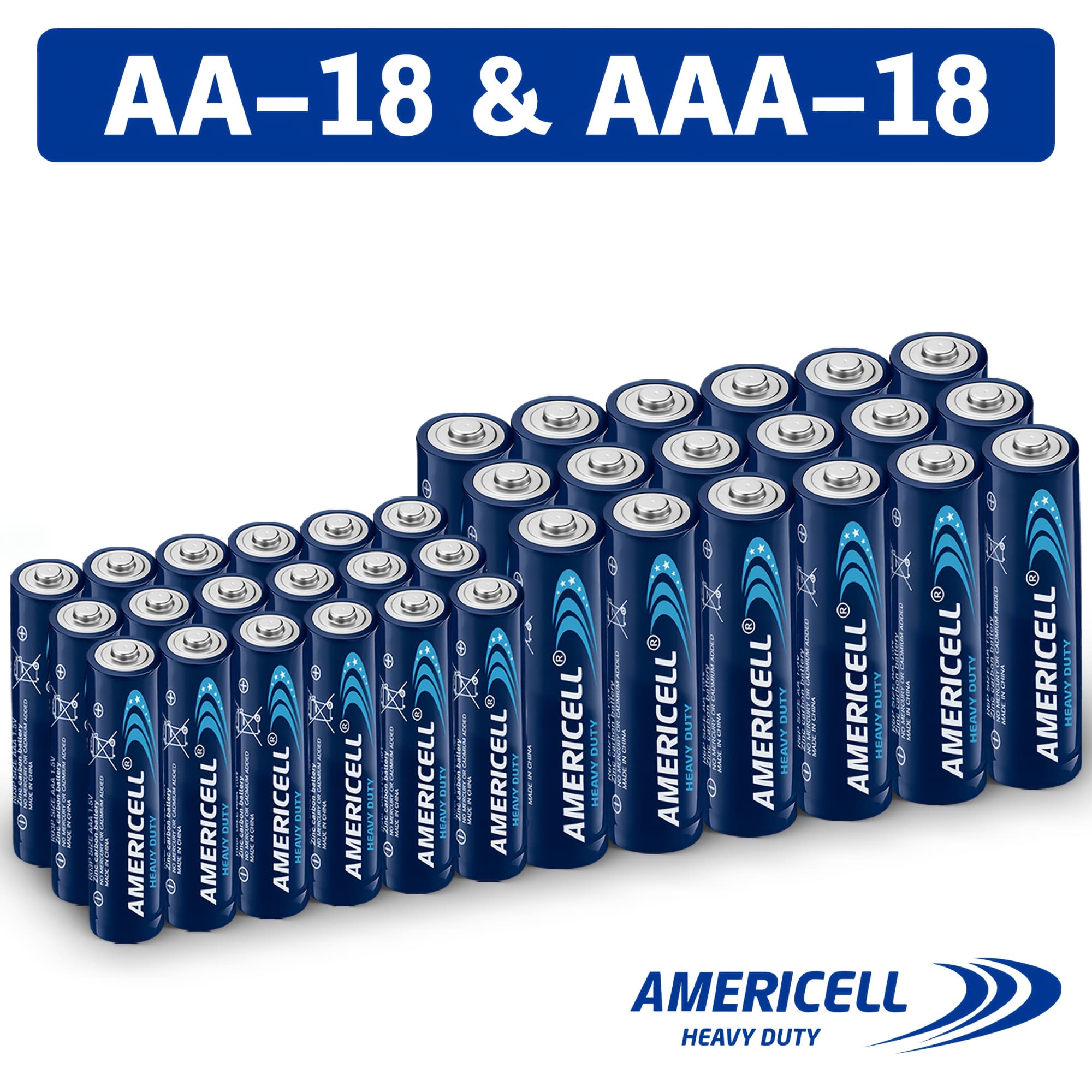 TEMU 36/72pcs Aa+aaa Batteries, Americell 1.5v Carbon Battery, Suitable For Keyboards, Clocks, Remote Controls, Toys, Flashlights, Razors, Alarm Clocks, Disposable Battery, Non-rechargeable