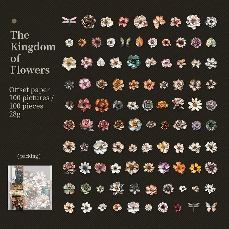 TEMU A Pack Of 100 Vintage Floral Hard Card Stickers For Diy Journaling, Collage, Album, And Decoration