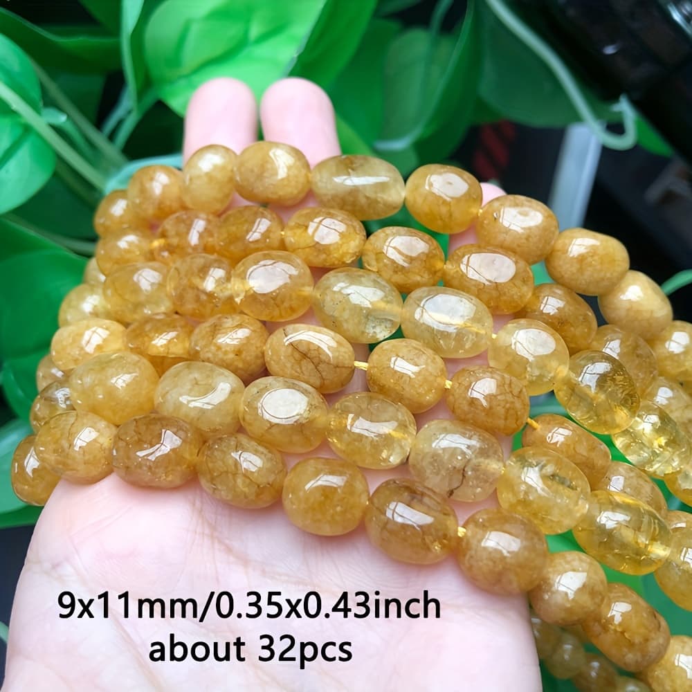 TEMU 9x11mm Natural Citrine Stone Oval Shape Beads Loose Spacer Beads For Jewelry Making Diy Bracelet Earrring Necklaces Accessories For Women's And Men's Gift Craft Supplies