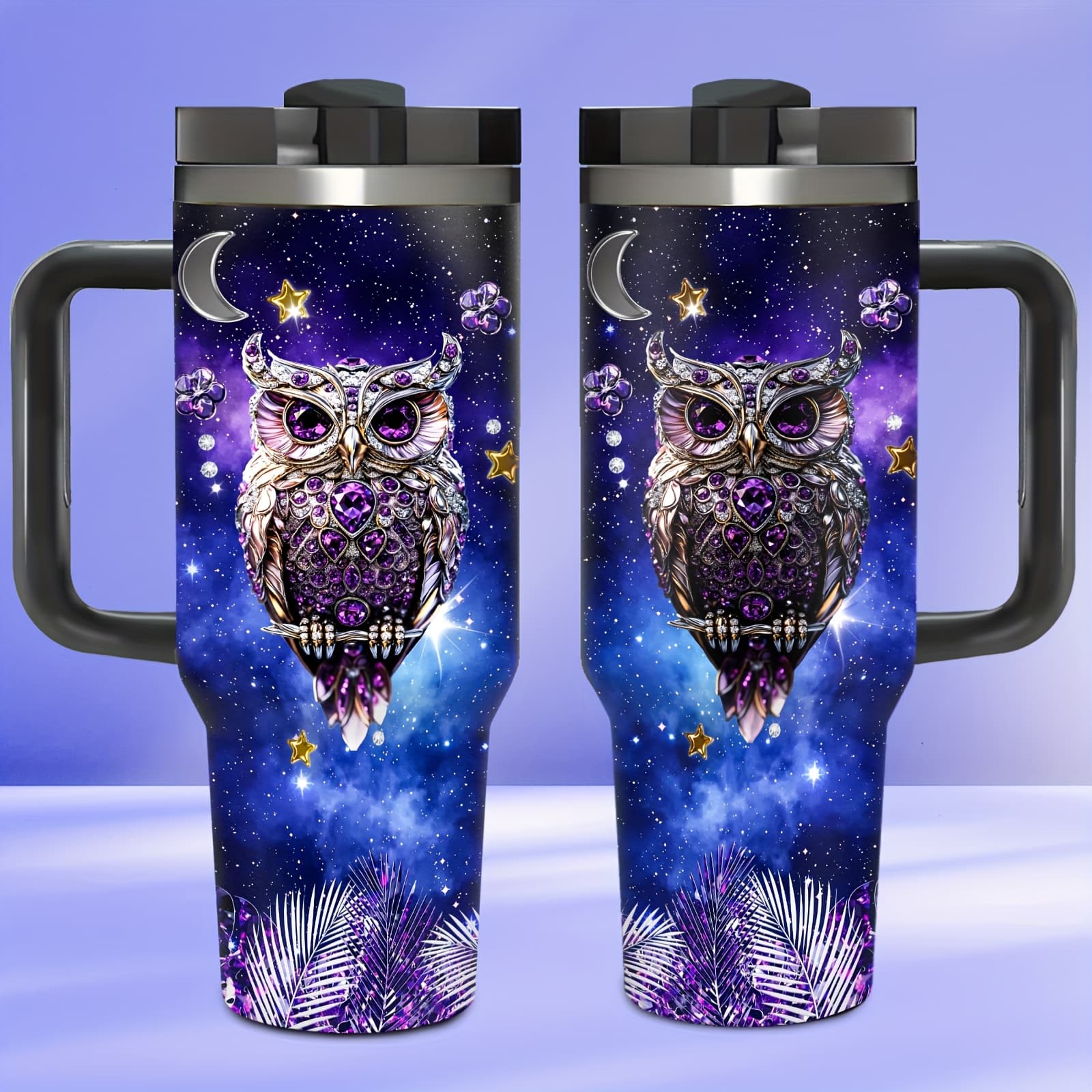 TEMU 1pc 40oz Large Capacity Insulated Water Bottle With 3d Printed Gemstone , Animal Print, Portable, Shatterproof, With Lid And Straw, Best And , Made Of 304 Stainless Steel