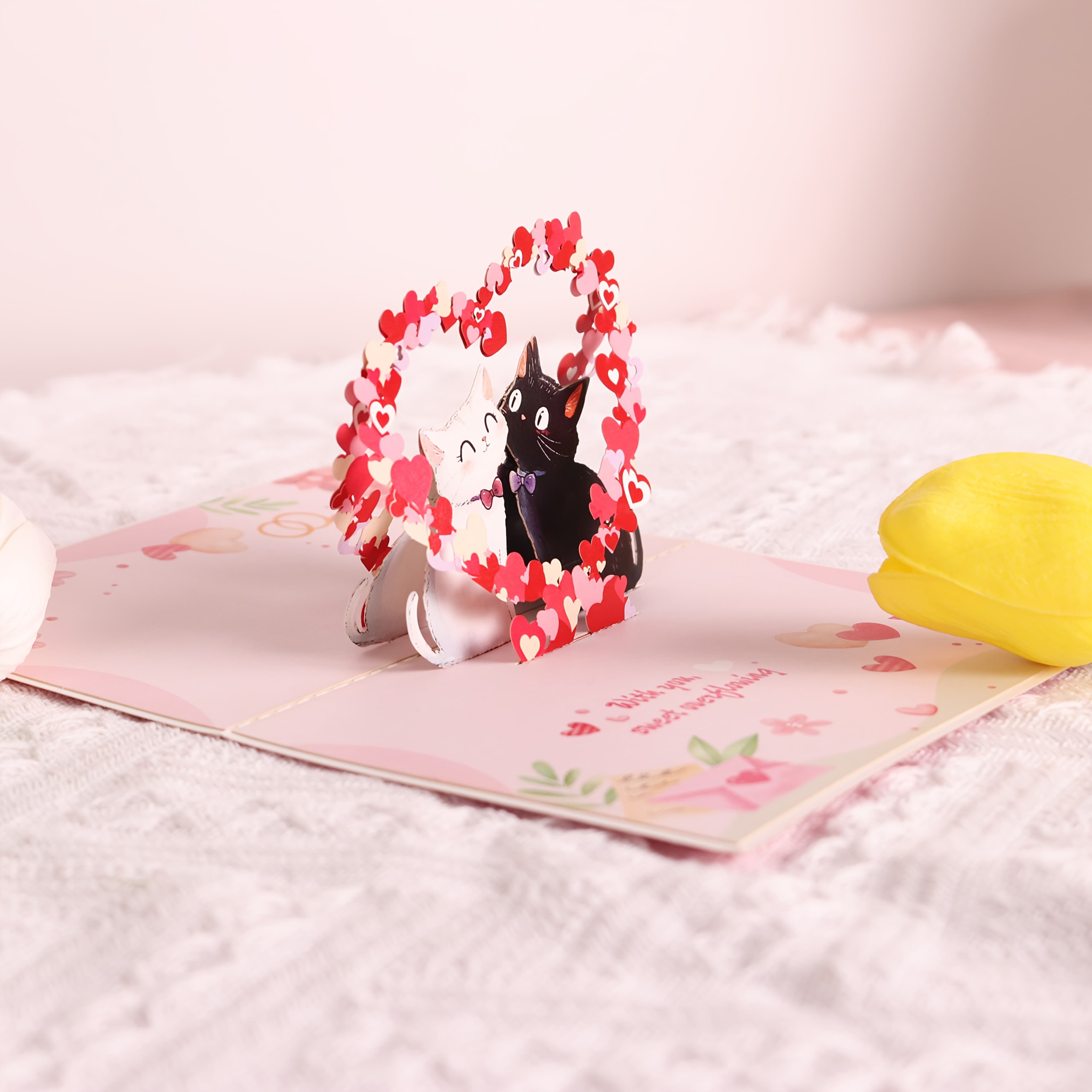 TEMU 1pc Valentine's Day Greeting Card With A Cute Kitten And , And Exquisite Envelope. Sent On Valentine's Day Or As , It Holds Special . And !