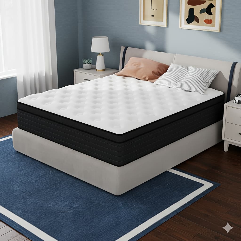 TEMU 12-inch Hybrid Memory Foam Queen , Offering Pressure Relief And Medium Firmness, Certified By