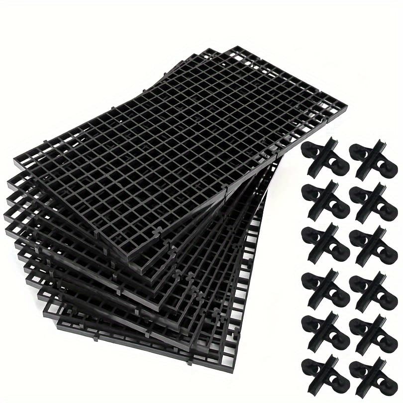 TEMU 12pcs Aquarium Fish Tank Divider Plastic Aquarium Filter Bottom Tray Grid Separator Partition Mesh Divider Suitable For 12 Suction Cup Clips, Black 30*15 Separator Plate