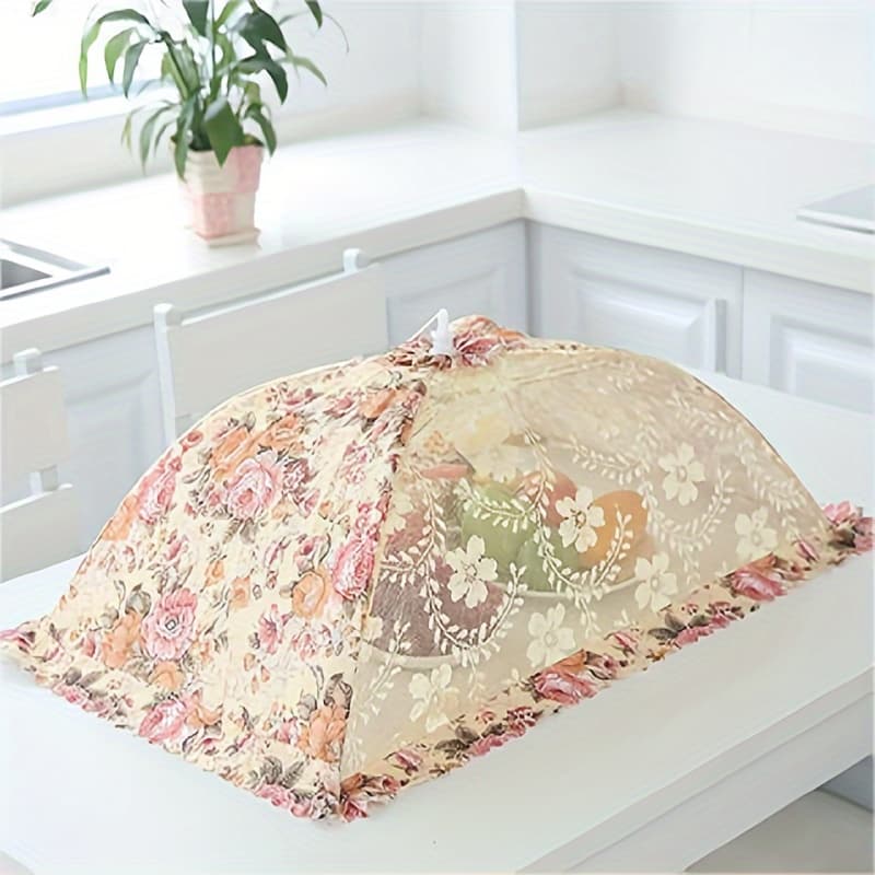 TEMU Floral -proof Dining Table Cover And Vegetable Cover With Large Capacity Circular Rectangular Folding Vegetable Cover