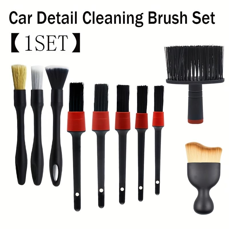 TEMU 10pcs Set Of Car Detail Cleaning Brushes - Interior Cleaning And Ventilation Dust Removal Tools, Car Accessories, Car Wash Kit, Car Cleaning Tools For Interior, Exterior, And Wheels