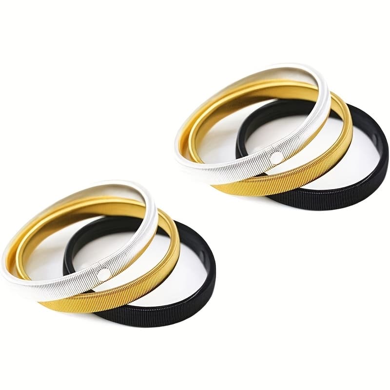 TEMU 6pcs Anti-slip Shirt Sleeve Holders Stretchy Steel Wire Metal Armbands For Band Stretch Garters Black Golden Silvery