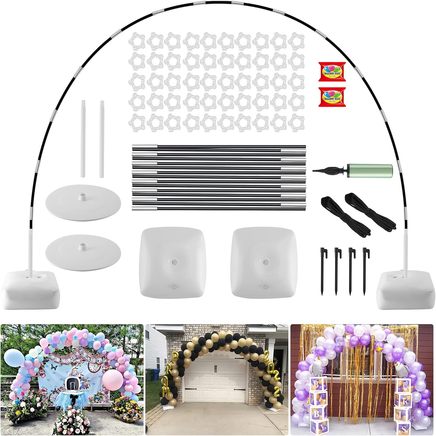 TEMU Balloon Arch Kit, Adjustable To 9 Feet Tall And 10 Feet Wide, Featuring A Water-fillable Base: Ideal For Weddings, Birthday Celebrations, Christmas Events, And Graduation Decorations
