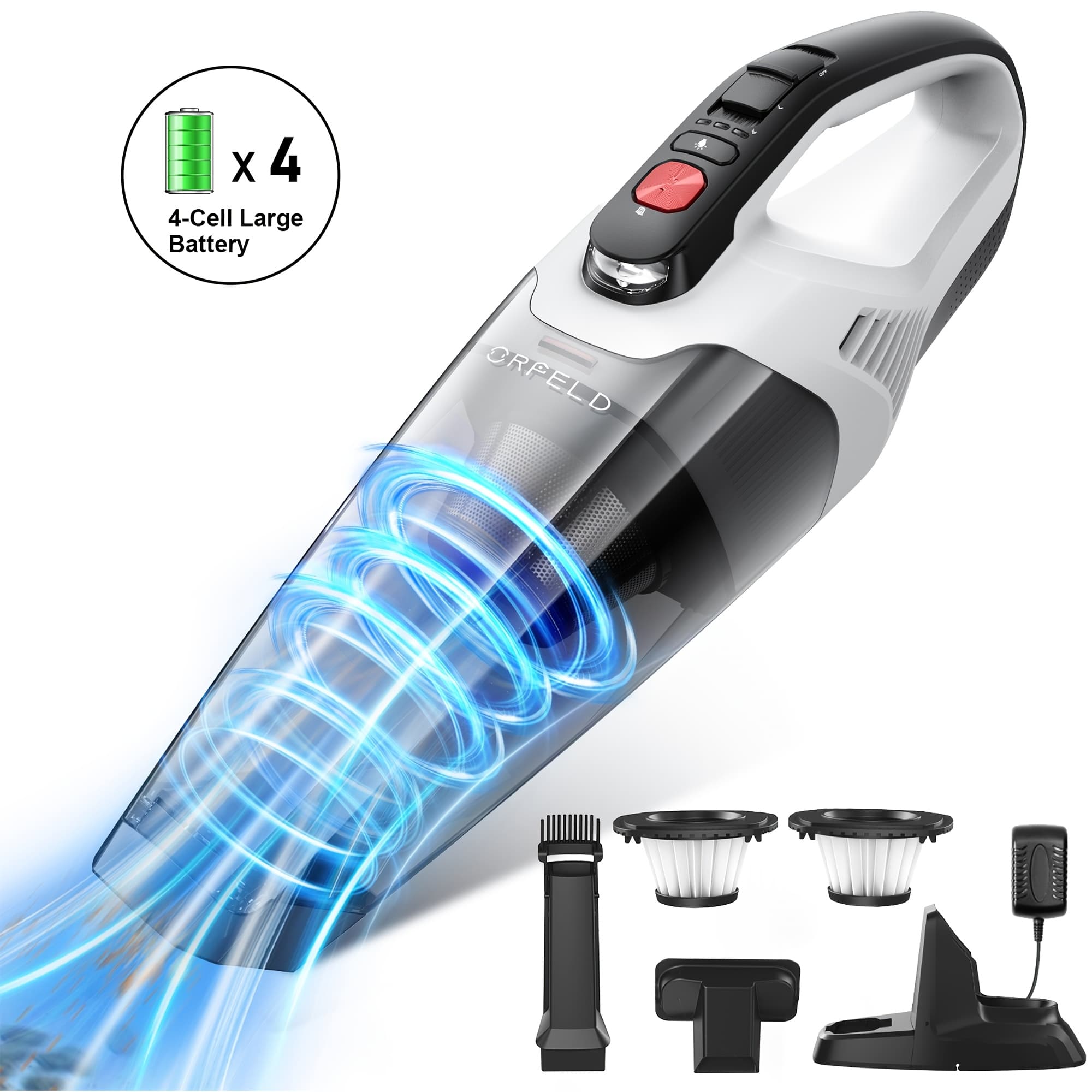 TEMU Handheld Vacuum Cleaner, 8-12kpa High-suction Portable Vacuum With Led Light And 1l Large Dust Cup, Compact Lightweight Mini Car Vacuum For Home And , Washable Filter