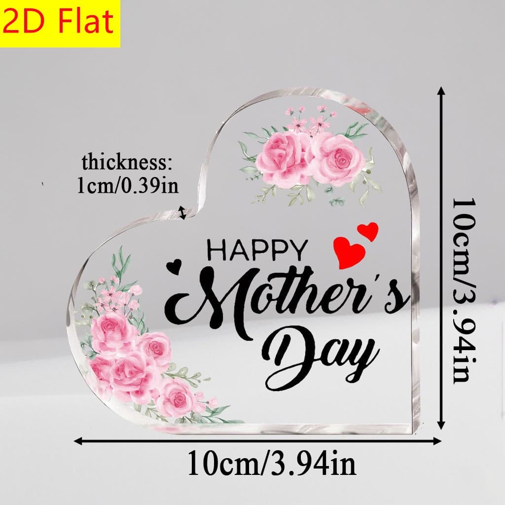 TEMU 2d Flat, Acrylic Heart-shaped Decorative Sign - 'happy ' Keepsake Plaque, Tabletop Display, Ideal Birthday Gift For Mom From Daughter Son, 2d Flat
