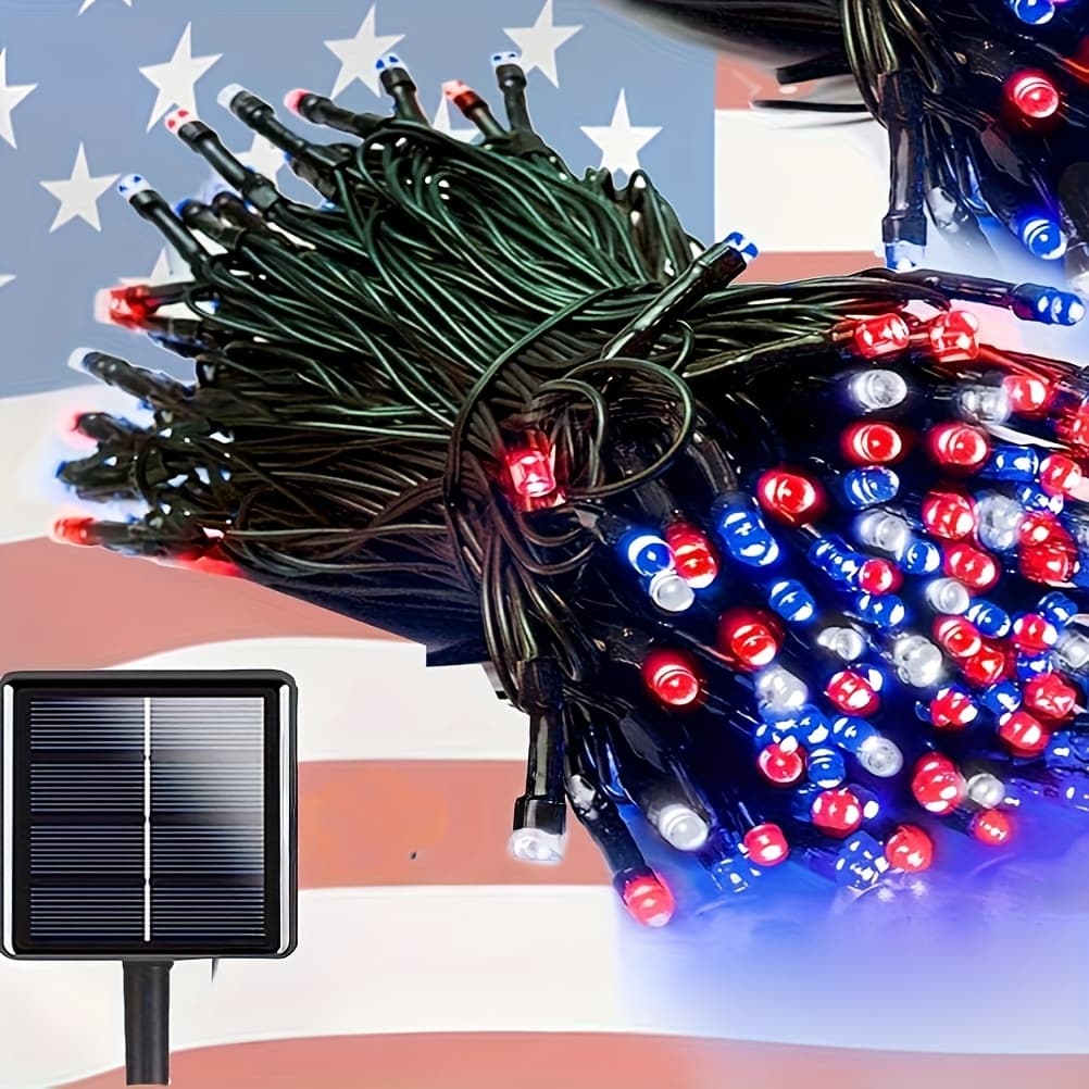 TEMU Outdoor Dark Green String Fairy Lights, Solar Powered, Outdoor Light Strip, Twinkling High-brightness Bulbs, For Garden, Courtyard, Fence, House, , Party, Holiday Decoration