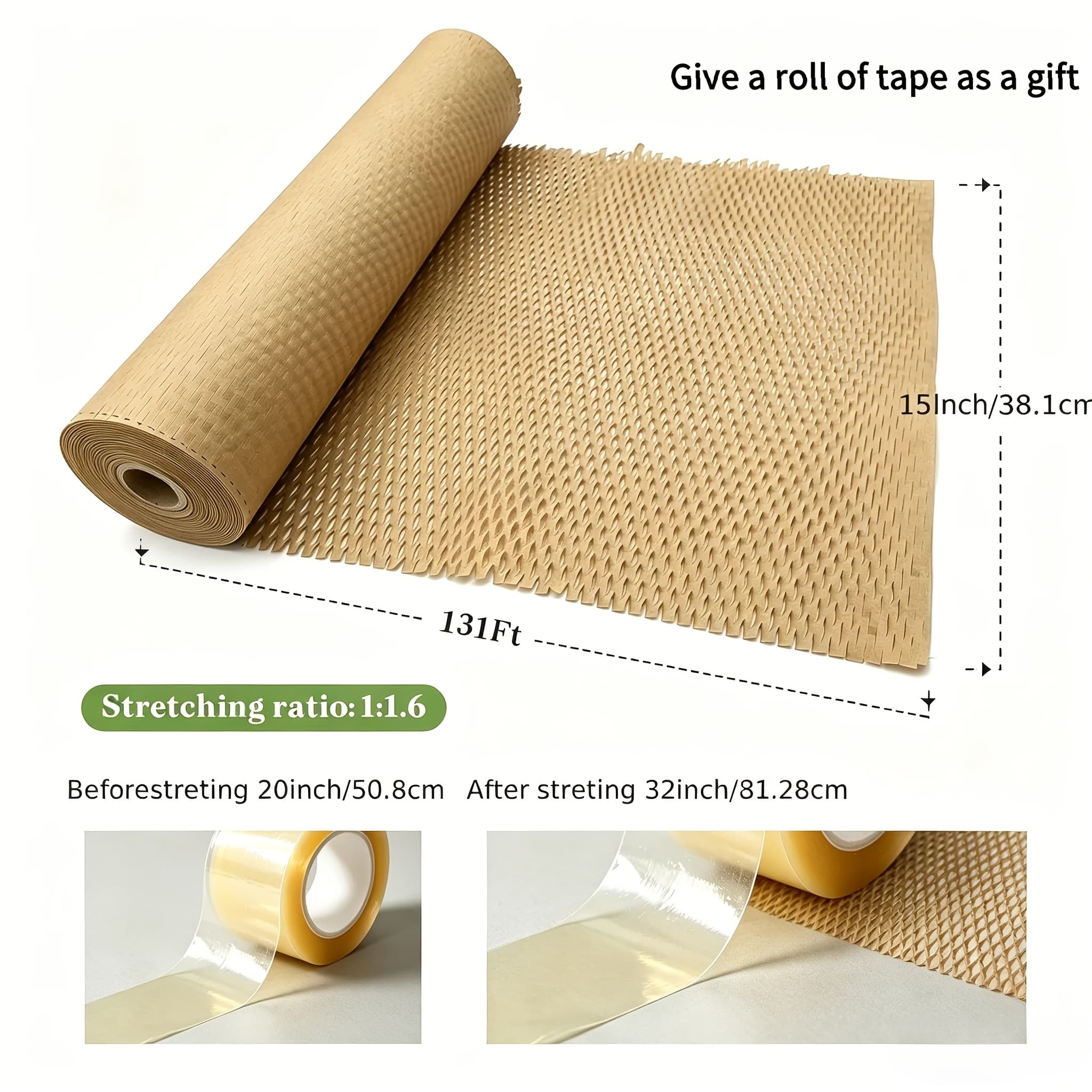 TEMU Cellular Cushioning Paper, 15" X 131' Packaging Paper Alternative For Bubble Mobile Transportation Packaging, Bubble Wrap Packaging Protection Roll For Mobile Items
