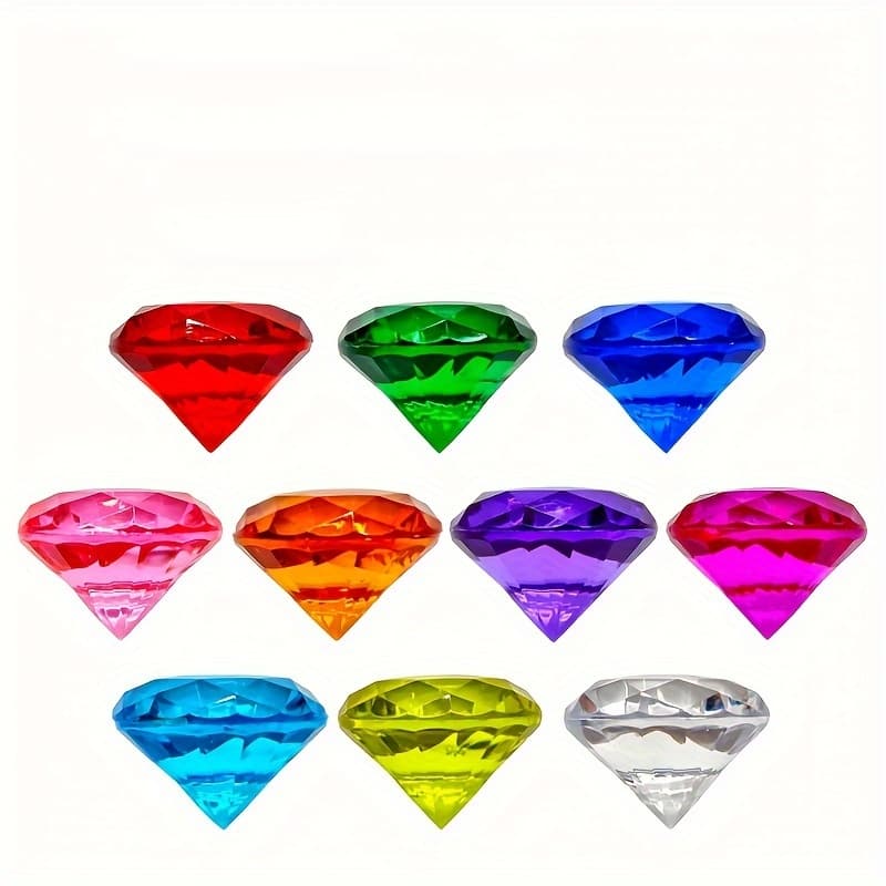 TEMU Pack Of 10 Large Acrylic Gemstones Large Diamond Gemstone Crafts Vase Fillers, Gift Bag Fillers, Birthday Gifts, Tabletop Decorations, Party Decorations, Aquarium Decorations