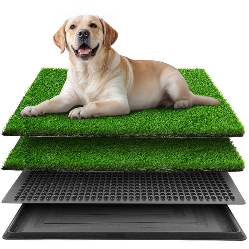 TEMU Portable Drain Dog Pet Urinal, Dog Grass Pet Toilet, Potty Training Toilet, Artificial Bath Mat And Washable Pee Pad Puppy Training, 3 , Indoor And Outdoor, 20x16in