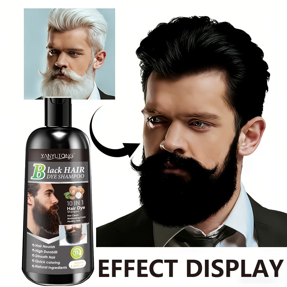 TEMU Shampoo For Beard And Hair Coloring | Made With Natural Plant Dyes, Soft On The Scalp, Quick - In (black, Dark Brown, ) | For Halloween, Christmas, And Valentine's Day