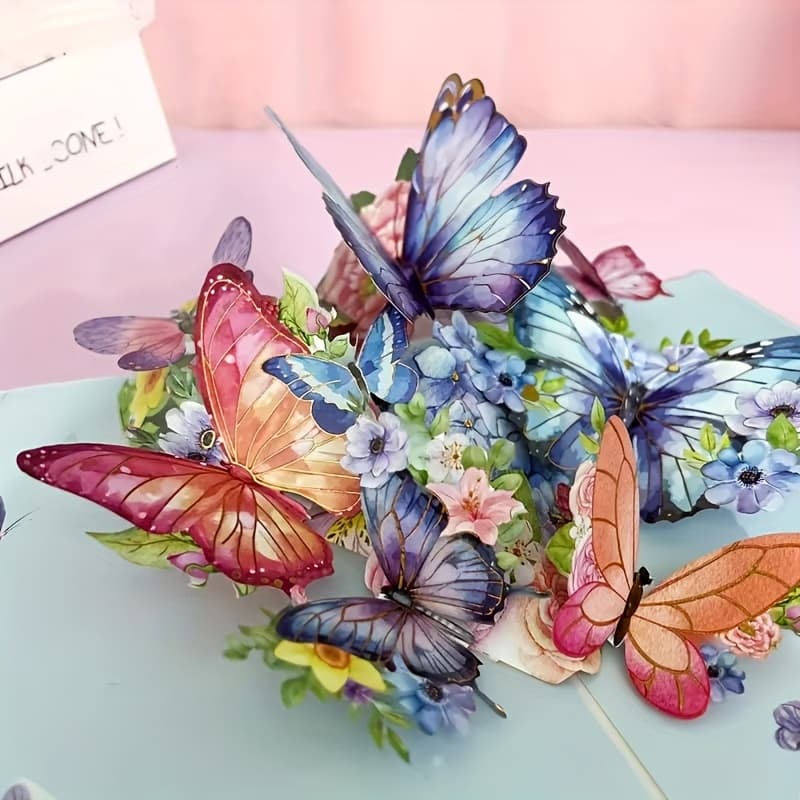 TEMU 1pc Laser-cut Pop-up Greeting Card With Vibrant & , No Text, Ideal For Birthdays, Anniversaries, Get Well, Day, Teacher's Day, Andmore - Includesenvelope