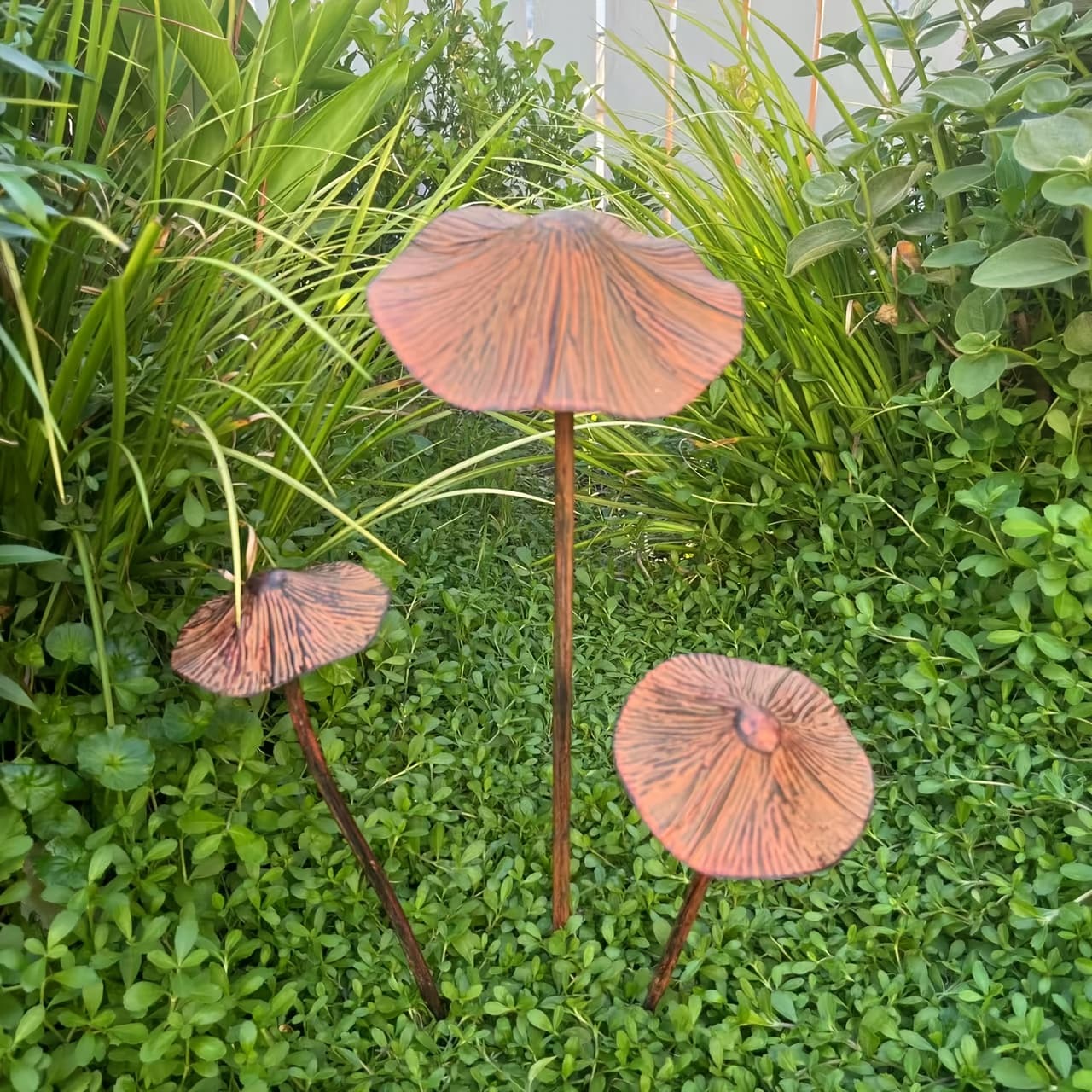 TEMU Vintage Wrought Iron Mushroom Garden Decor Set - 3pcs Set (one 40.00cm & 2 29.00cm), Colors. Ideal For Rustic-style Yards, Lawns, And Garden Decorations. Perfect Gift For Family, , And Colleagues
