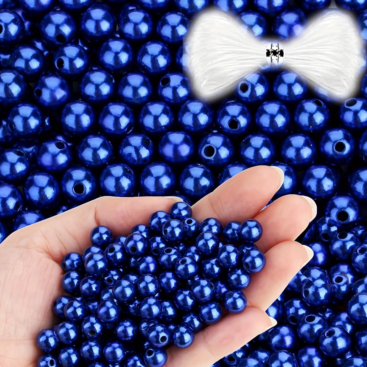 TEMU Diy500pcs 8mm Blue Bracelet With An Elastic Cord Blue Round Beads With Holes For Bracelet Necklace Making Handicrafts (beads & Bead Assortments)