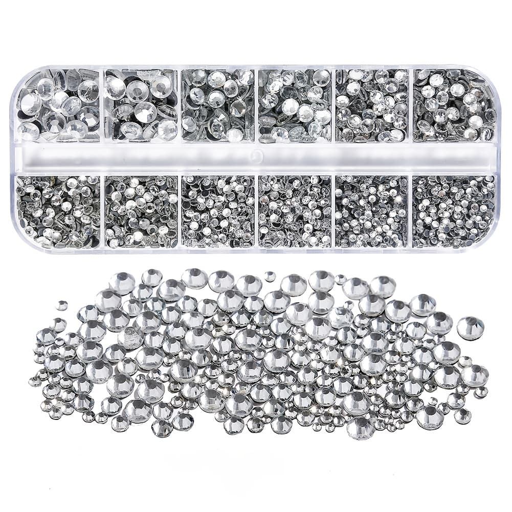 TEMU 3400pcs 6 Different Sizes Clear Hotfix Flatback Rhinestones, Hot Fix Crystals Stones Iron On Rhinestones For Clothes Shoes Crafts Hot Fix Round Glass Gems Stones (2mm-6.5mm)