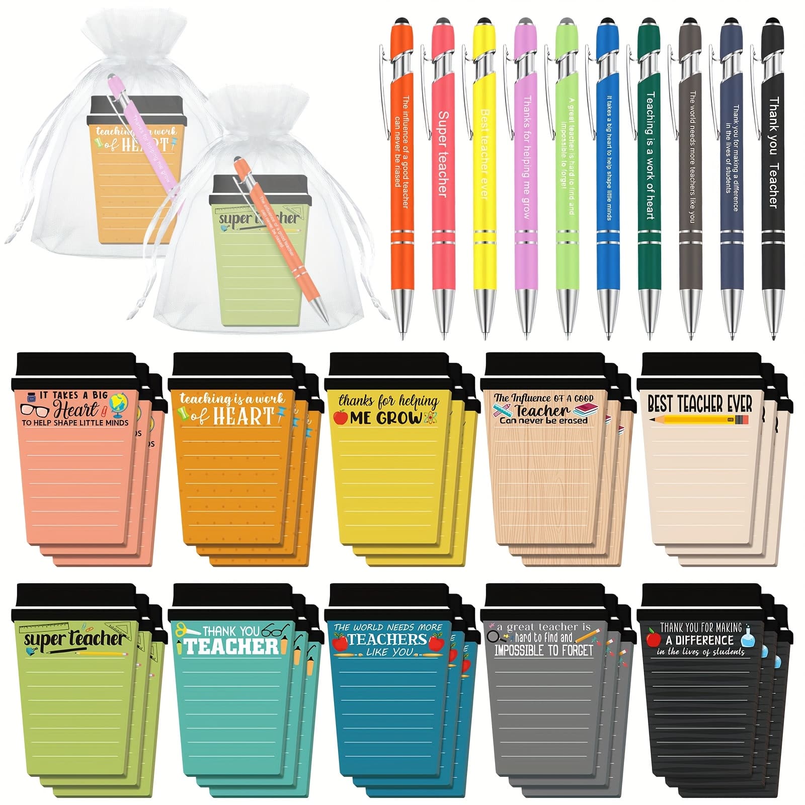 TEMU 90pcs Self-stick Notes Teacher Coffee Cup Notepad With Pen Teacher Appreciation Gifts Bulk Sticky Notes Graduation Presents Thank You Gifts For Office School Supplies Back To School Gifts