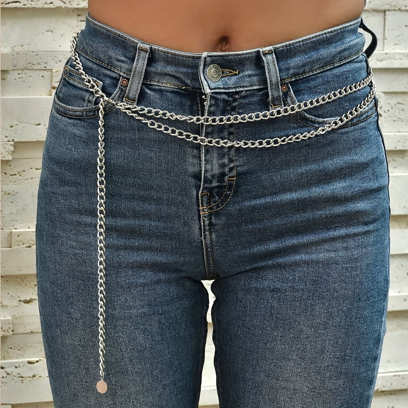TEMU Ladies' Fashionable And Versatile Stainless Steel Waist Chain, Sexy, Easy, Elegant, Light Luxury, Personalized Design, Suitable For Ladies To Wear On Any Occasion