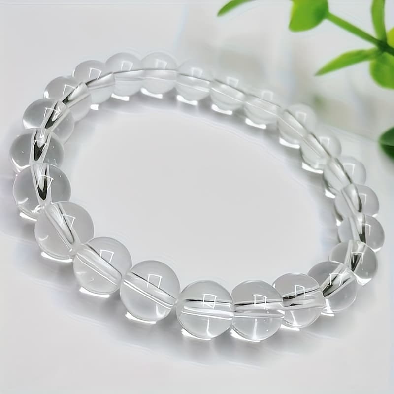 TEMU 1pc Elegant Bohemian Crystal Transparent Bead, Fashionable Transparent Elastic Jewelry, Suitable For Daily Wear And Gifting, Accessory