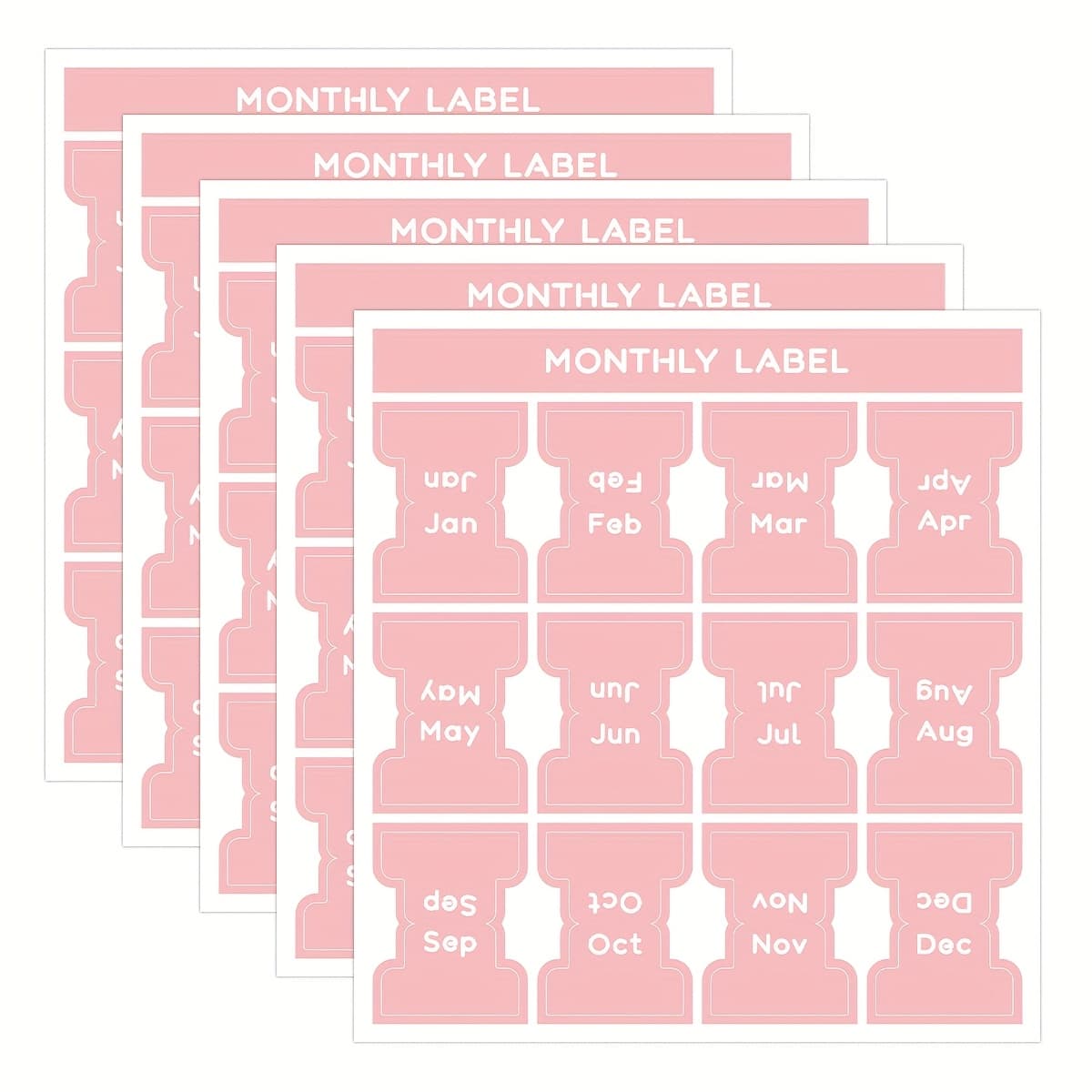 TEMU 60pcs Monthly Planner Stickers, Planner Labels, Planner's Monthly Labels, Monthly Index Label Decorations, Label Calendar Stickers For Planner's Magazine Notebook (pink)