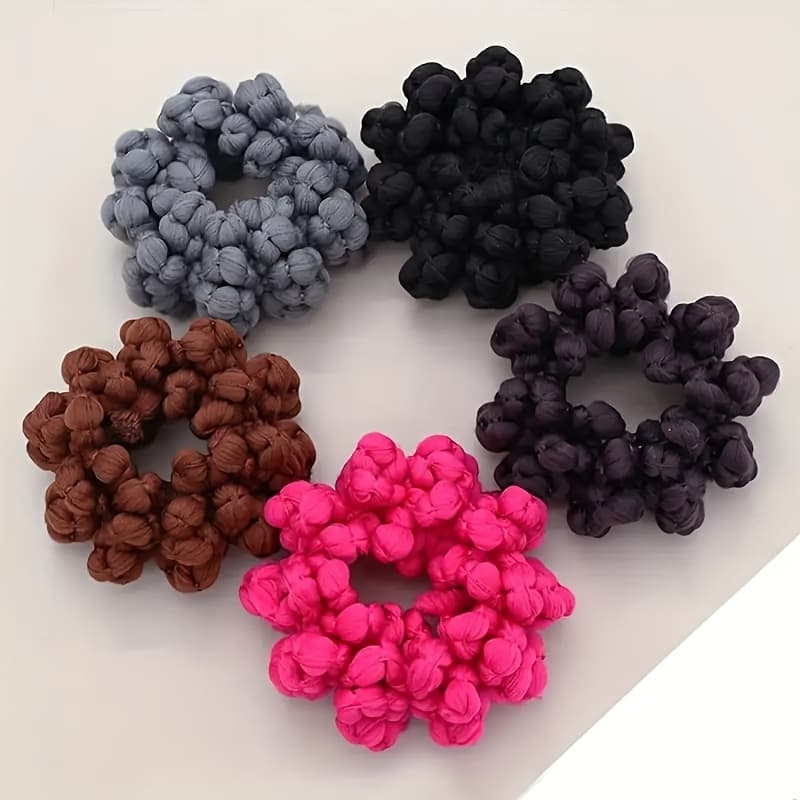 TEMU 5pcs Set Cute Sweet Fabric Headbands, Women' Color Elastic Hair Ties, High Headband, Suitable For Ponytail And Updo