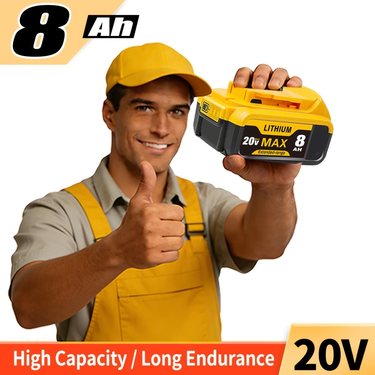 TEMU 1/2/3 Pack 8.0ah Replacement For 20v High-capacity Lithium-ion Batteries Compatible With Dcb200 Dcb201 Dcb203 Dcb207 Dcb206, Fits 20v Cordless Power Tools And thumbnail 2