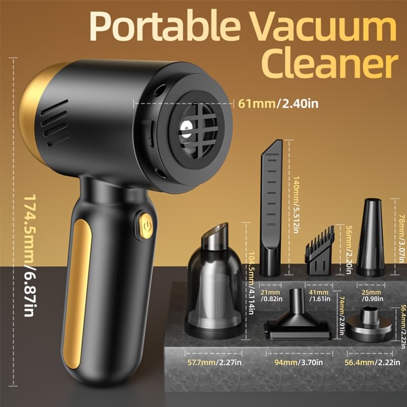 TEMU 1pc Powerful Handheld Vacuum Cleaner, Car Mounted Vacuum Cleaner, Super Strong, , High Suction, Dry And Wet Sedan, Small, Mini, Handheld, Multi-functional, Portable