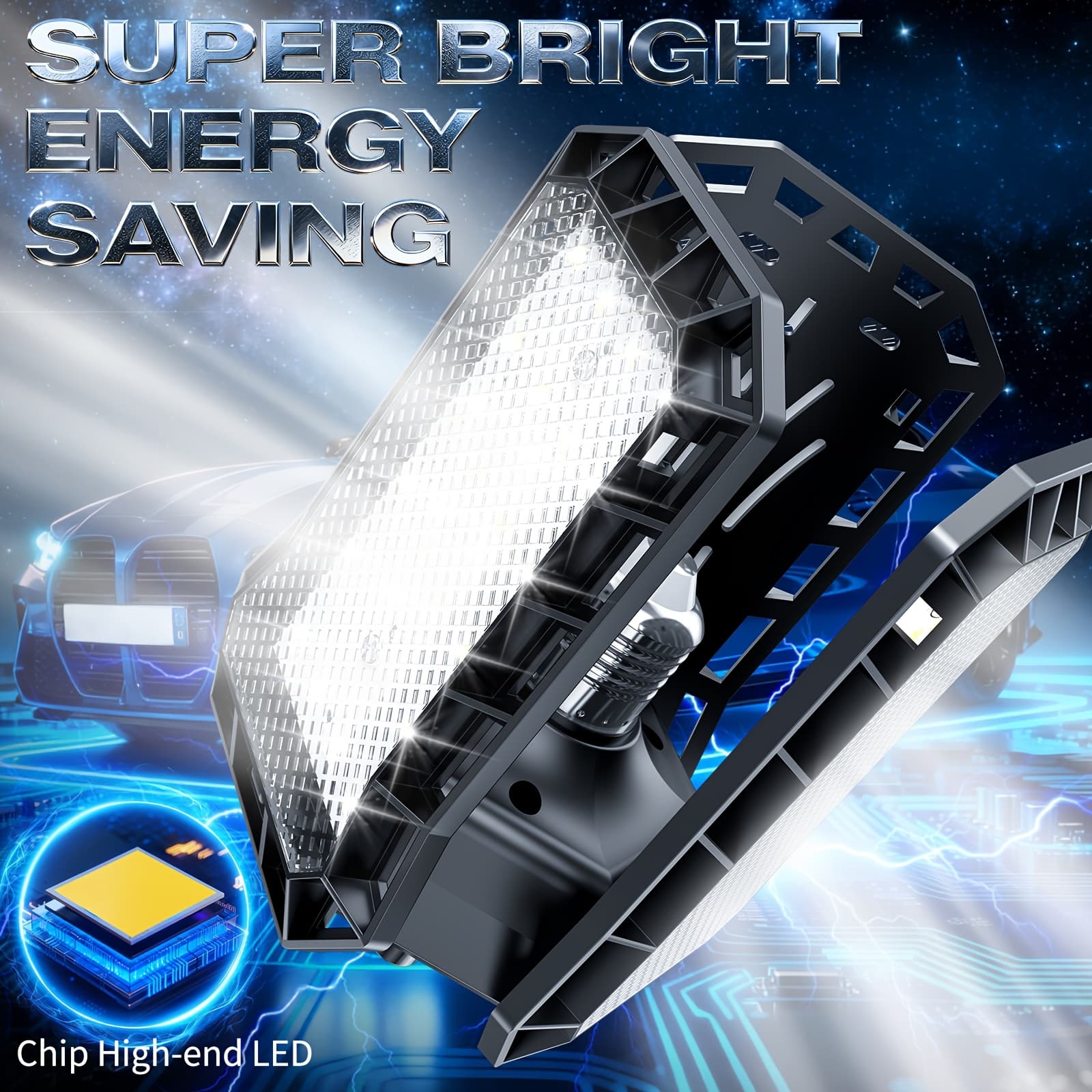 TEMU Led For Garage Light, With 3 Adjustable Panels, Wide-angle Glare Free, Aluminum Heat Dissipation, E26/e27 Screw Mouth, , Suitable For Garages, Basements, , Attic And thumbnail 2
