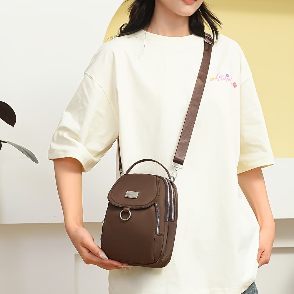 TEMU High Quality Durable Nylon Female Bag Fashion 3 Layers Women Shoulder Bag Shopping Phone Bag