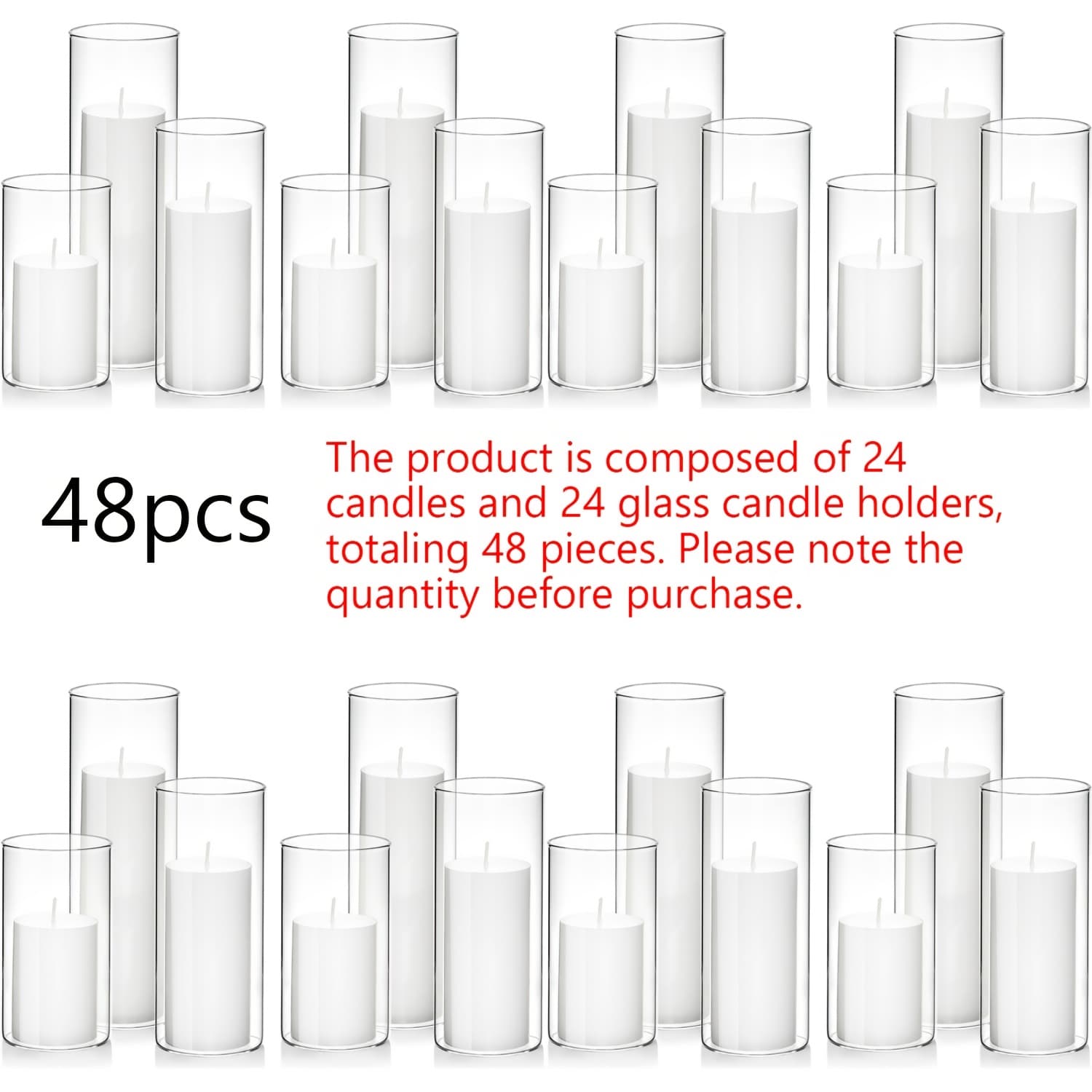 TEMU Candles With Clear Glass Hurricane Holders- Elegant Cylinder Candle Vases For Weddings, Parties, Centerpieces, Decor