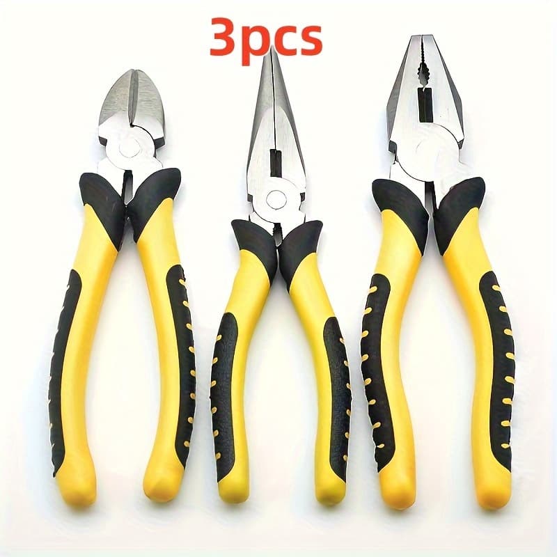 TEMU 6-inch 3pcs Set Of Wire Cutters Electrical Cutting Wire Diagonal Pliers Hand Tools Household Multi-functional Wire Needle-nose Pliers