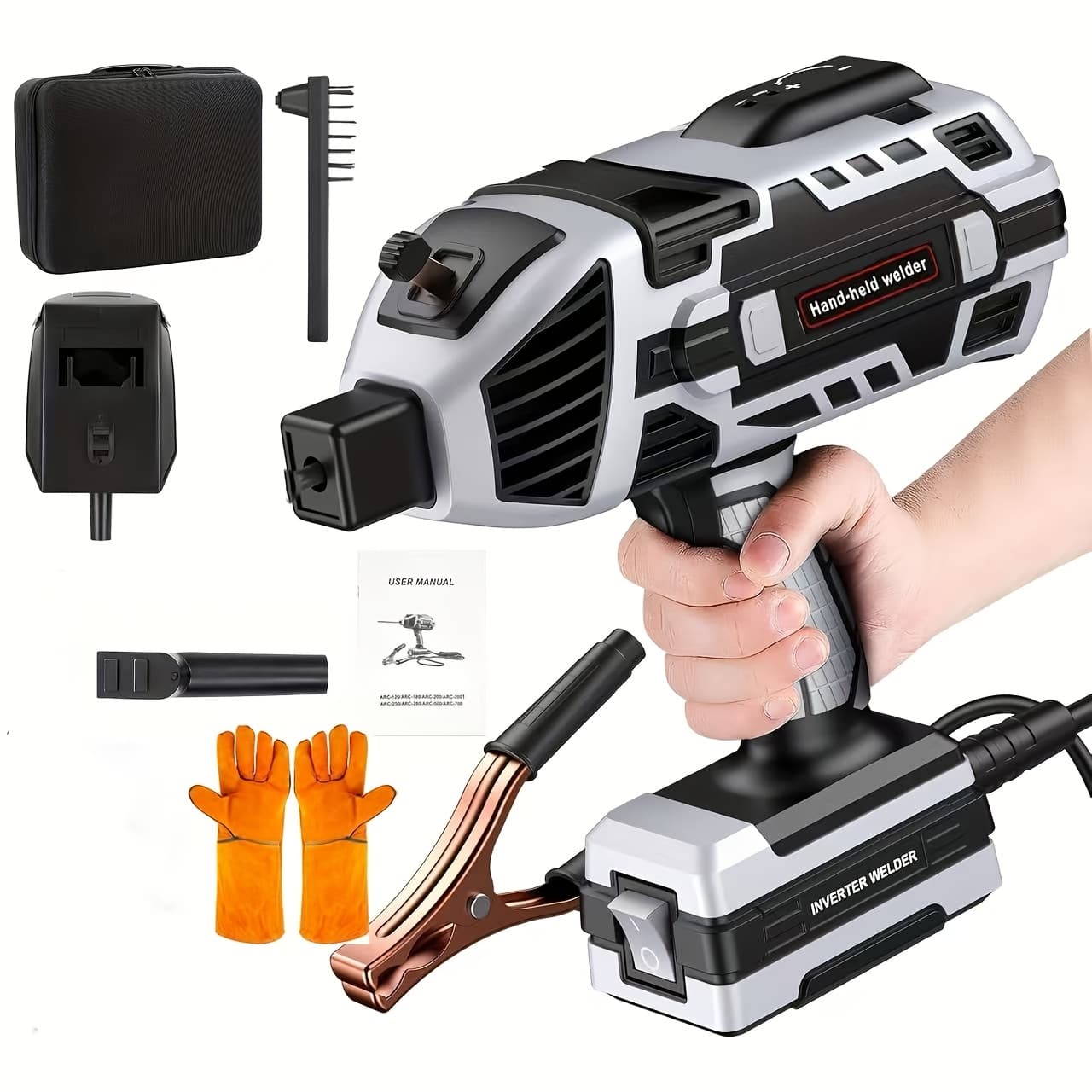 TEMU Portable Electric Welding Machine,110v Portable Welder Handheld With Igbt Inverter 5 Variable Current Adjustment,portable Arc Welder Gun (grey)