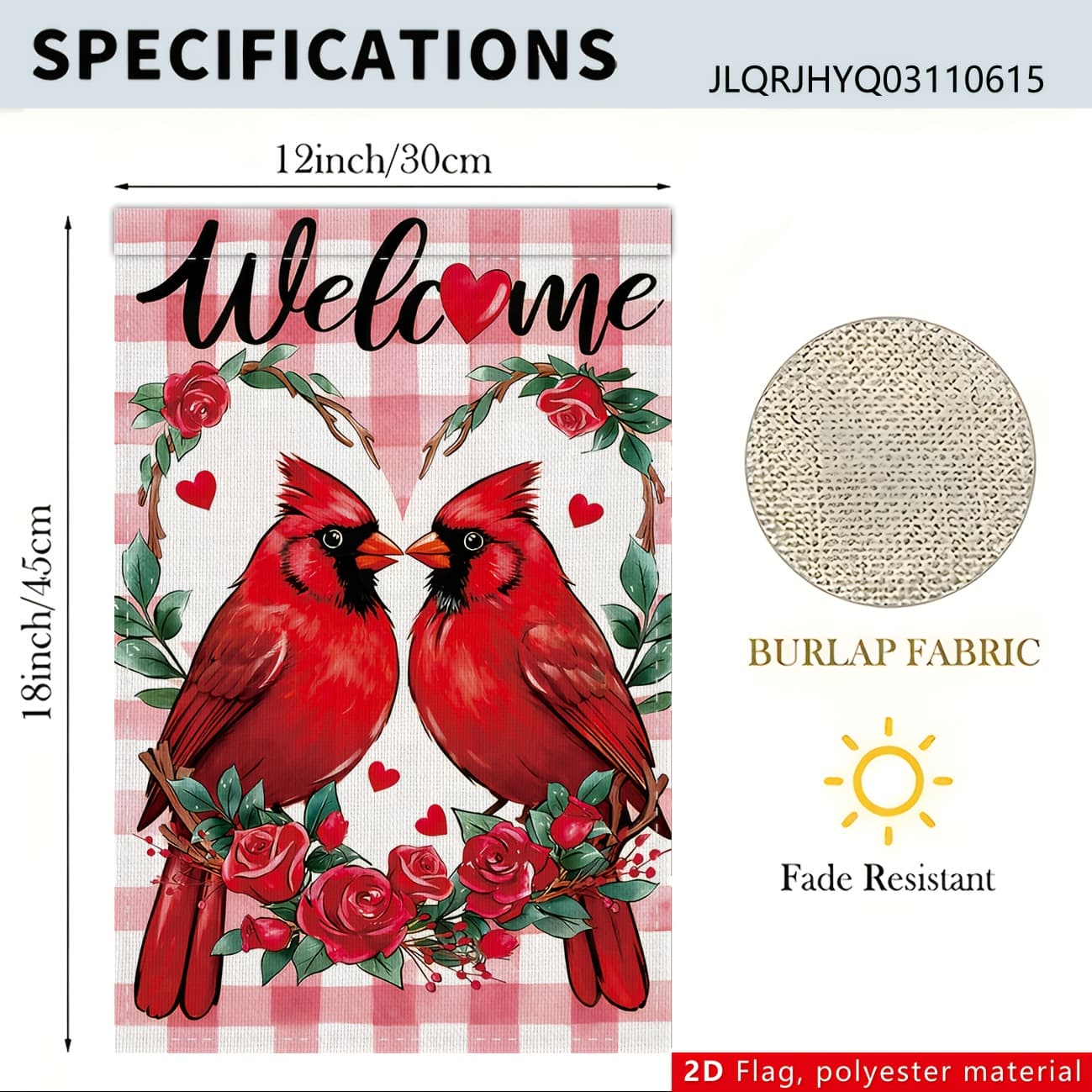 TEMU 2d Flat - 2d Flat - 2d Flat Banner, 1pc Happy Valentine's Day Red Heart Rose Decorative Background Garden Flag, In 30cm/45cm, 12in/18in, No Electricity Required, Made Of Polyester Fabric
