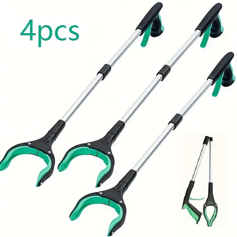TEMU 4pcs Tool Set, 32.6 Inch Extra Long Collapsible Grabber And Reacher - Heavy Duty Pick Up Stick Grabber For Elderly, Trash, Post Surgery Recovery
